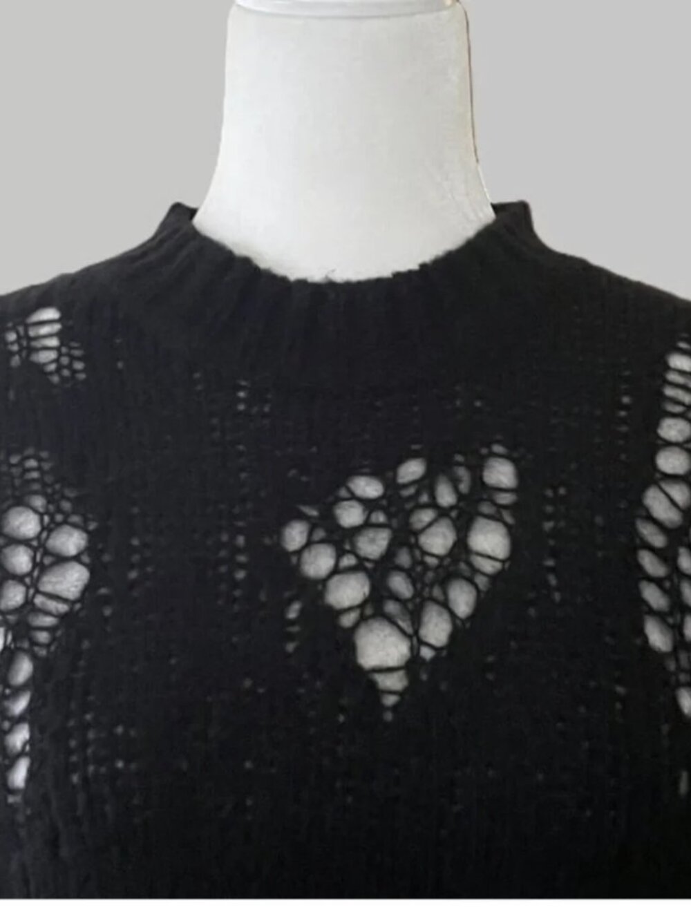 3.1 Phillip Lim Black Open Knit Crewneck Sweater Elevated Basic Small Medium - Picture 11 of 12